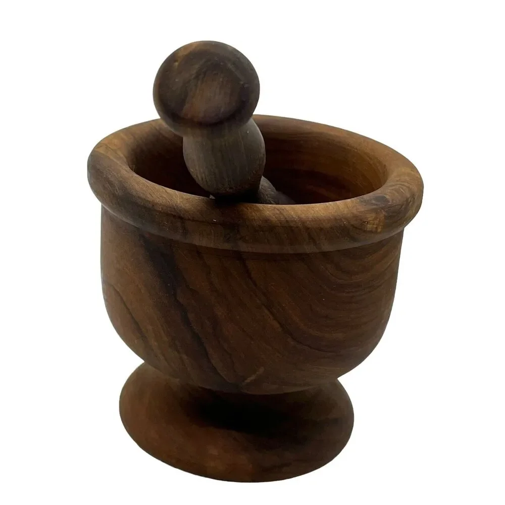 Wooden Mortar & Pestle Set Made in Spain Herb Crusher Grinder Apothecary Medical